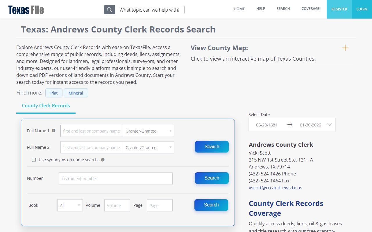 Andrews County divorce decree records search portal