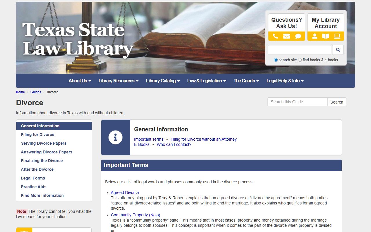 Texas State Law Library - divorce decree guide
